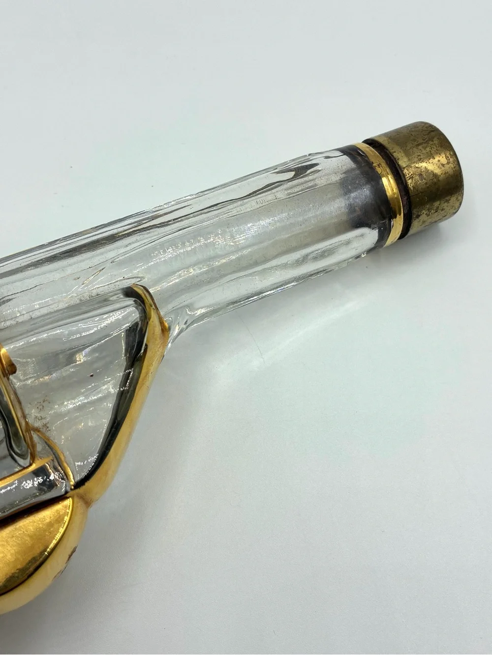 Vintage Austrian Revolver Shaped Glass Bottle Famosa LPW MCM
